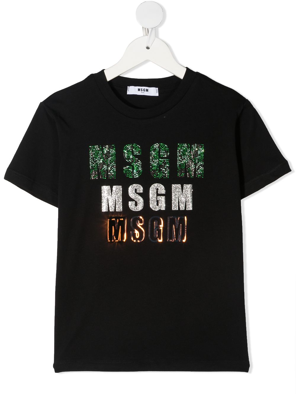MSGM Kids logo-print metallic t-shirt - Black von MSGM Kids