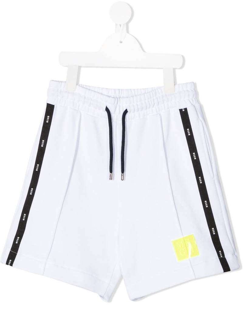 MSGM Kids logo stripe track shorts - White von MSGM Kids