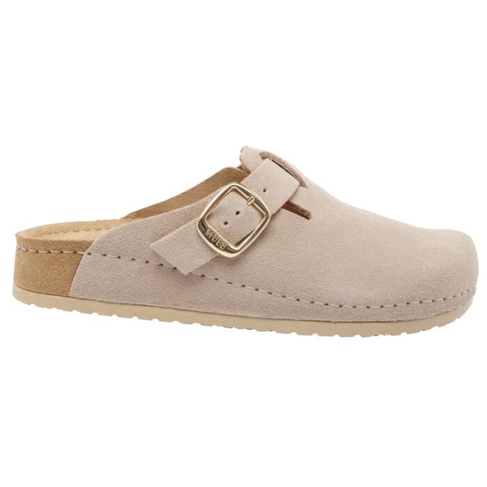 Mubb Pantolette für Damen aus Veloursleder cappuccino von Mubb