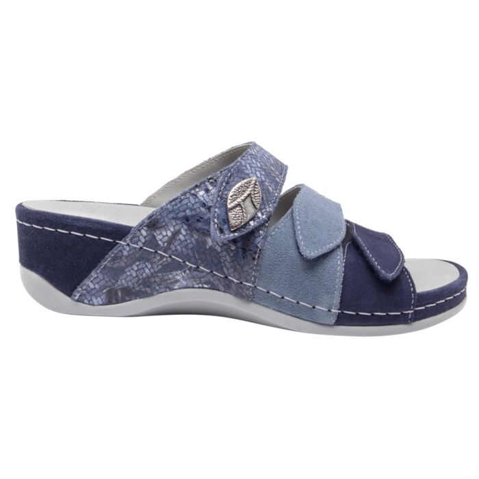 Mubb Pantolette für Damen aus einem Ledermix blau von Mubb