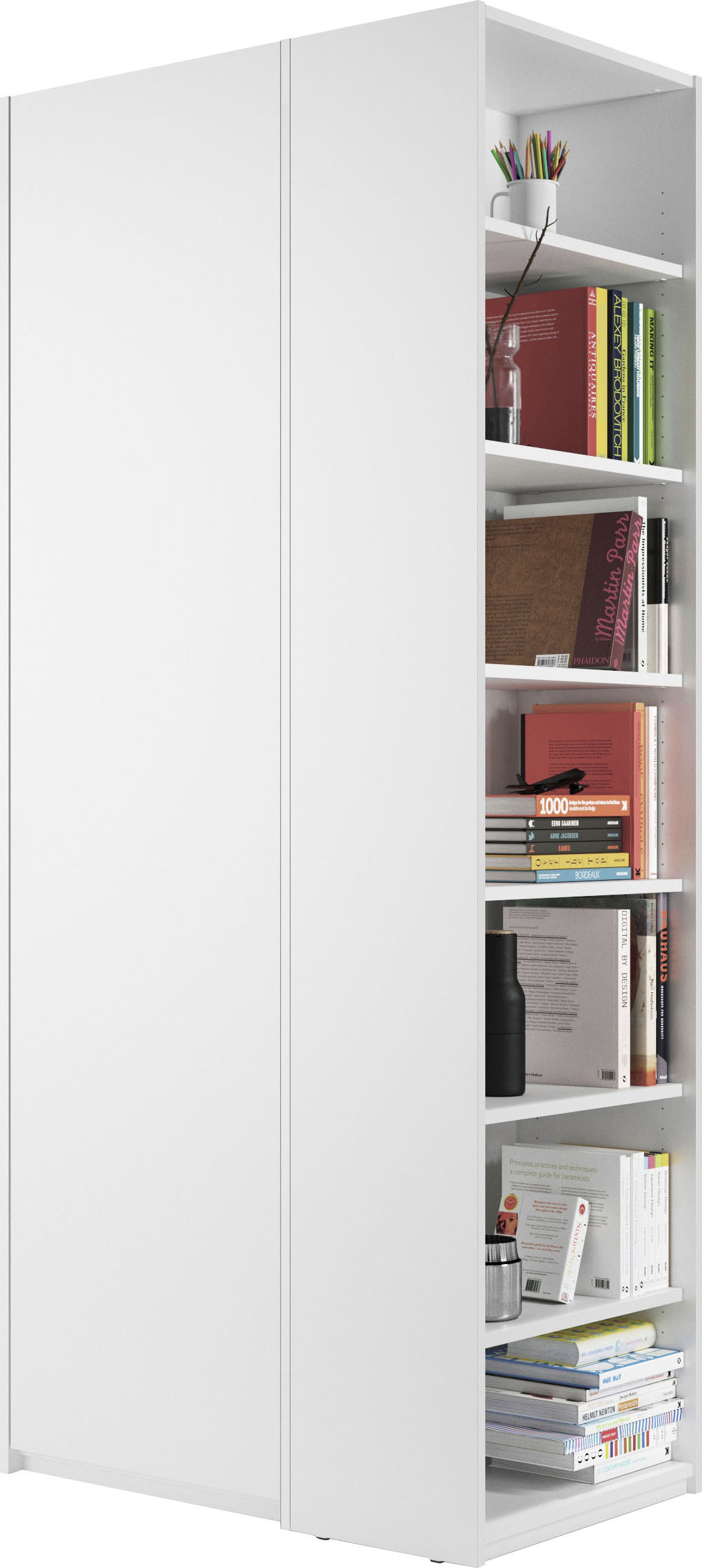 Müller SMALL LIVING Drehtürenschrank »Modular Plus Variante 7«, inklusive links oder rechts montierbarem Seitenregal von Müller SMALL LIVING