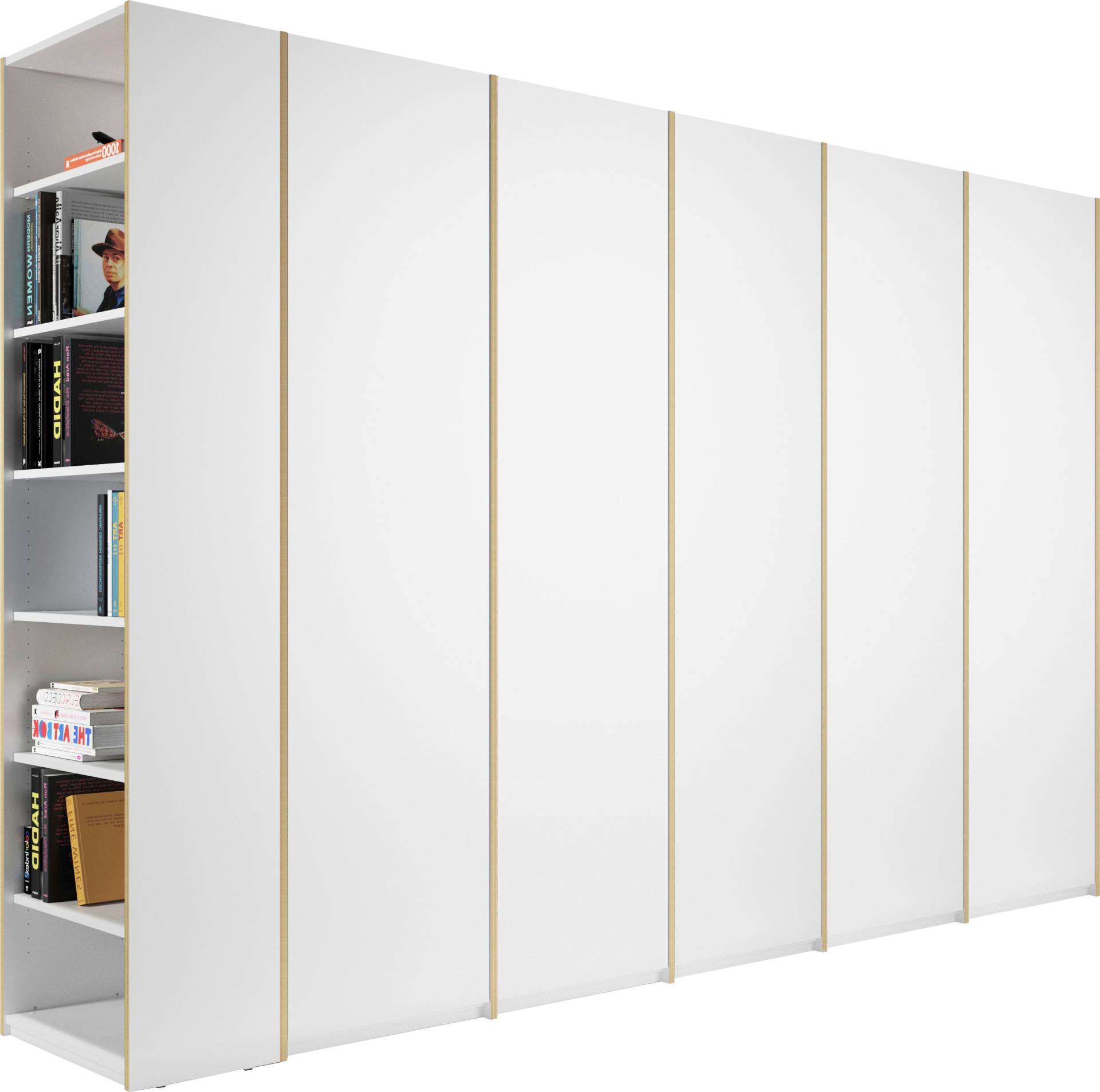 Müller SMALL LIVING Drehtürenschrank »Modular Plus Variante 7«, mit vier Anbauelementen, links oder rechts montierbarem Seitenregal von Müller SMALL LIVING