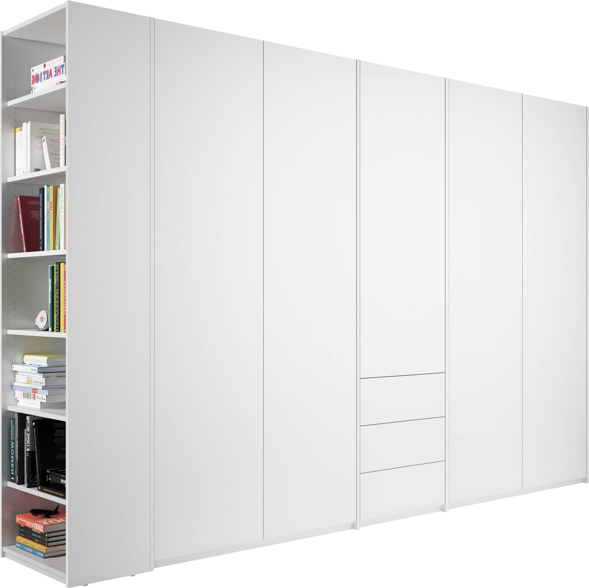 Müller SMALL LIVING Drehtürenschrank »Modular Plus Variante 9«, drei Schubladen im Mittelelement, Anbauregal rechts oder links von Müller SMALL LIVING