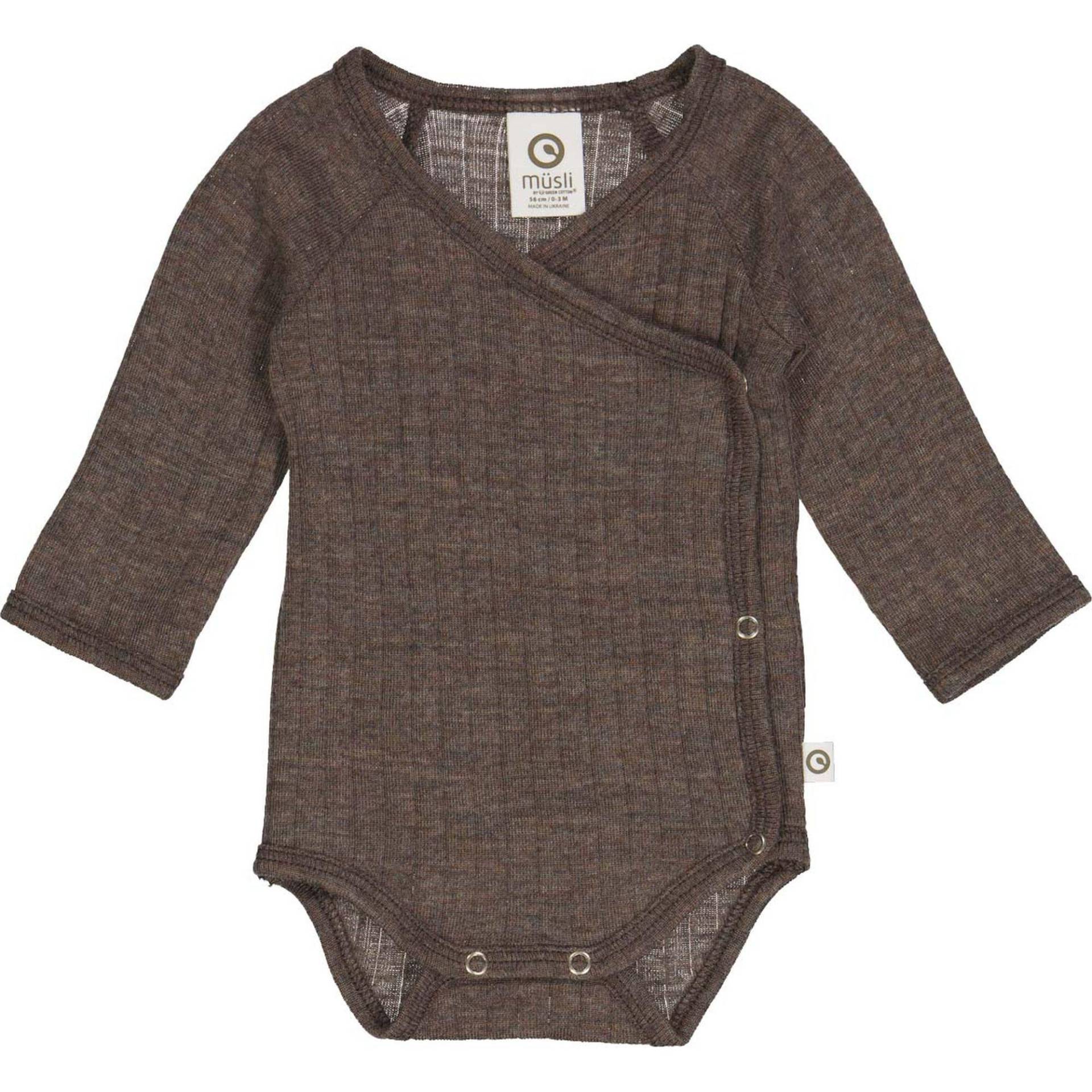 Langarmbody Aus Merinowolle Unisex Nussbaum 44 von Müsli by Green Cotton