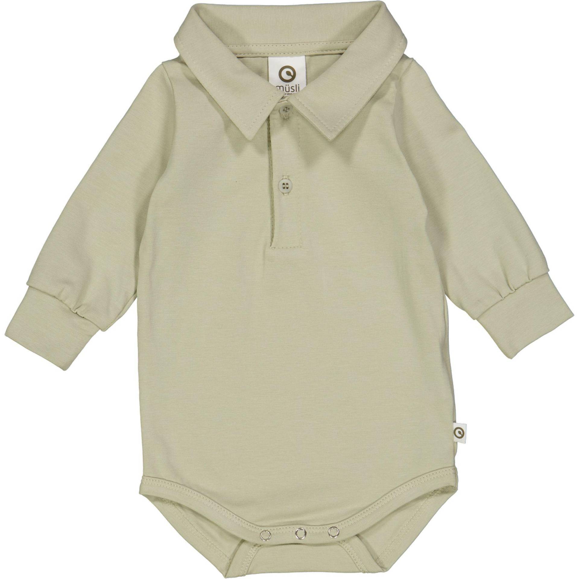 Polo-langarmbody Unisex Grün 56 von Müsli by Green Cotton