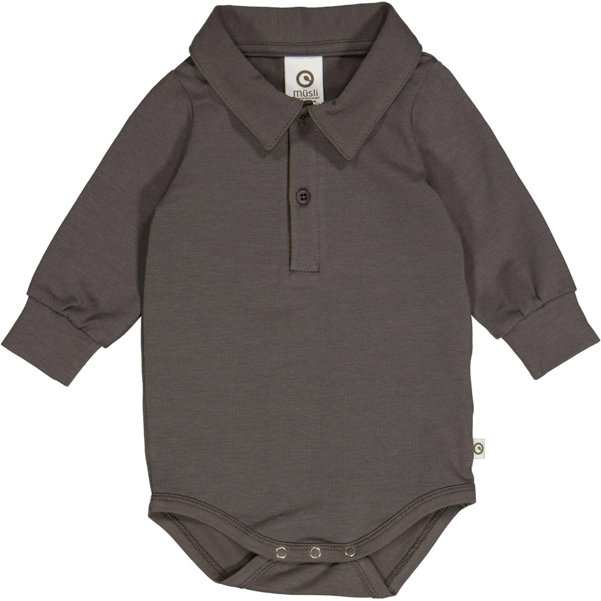 Polo-langarmbody Unisex Taubengrau 62 von Müsli by Green Cotton