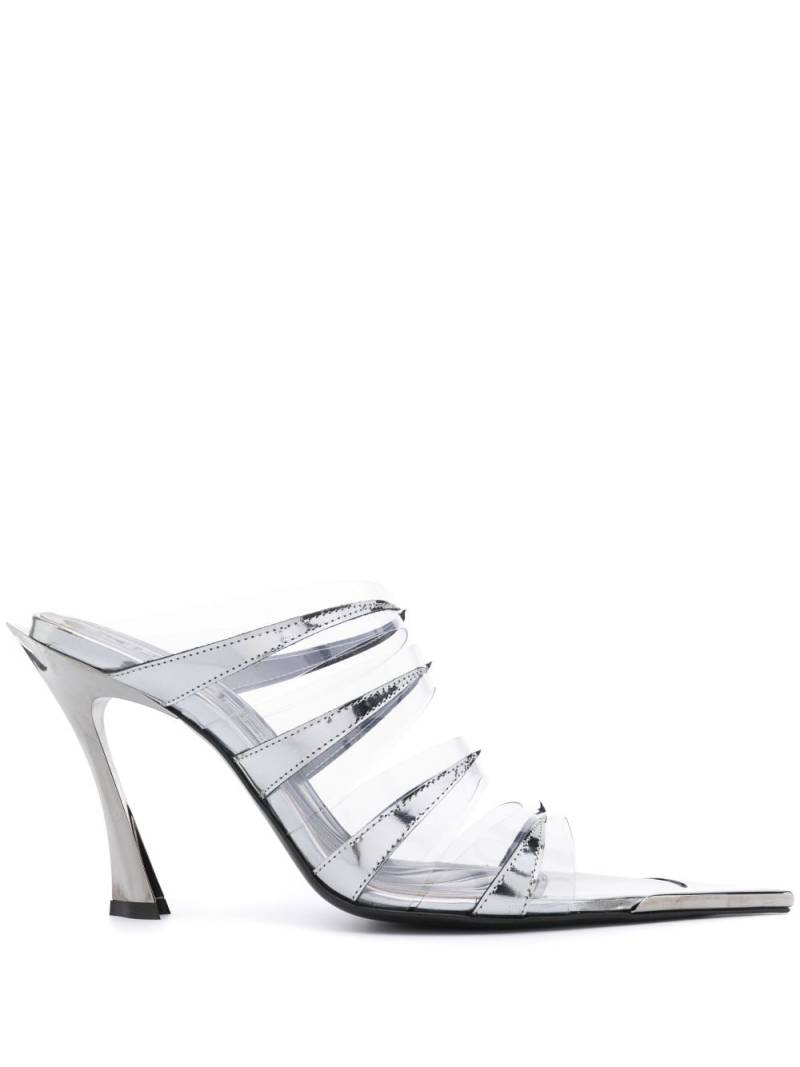 Mugler 120mm transparent-straps mules - Silver von Mugler