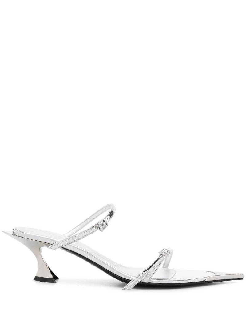 Mugler 50mm metallic leather mules - Silver von Mugler