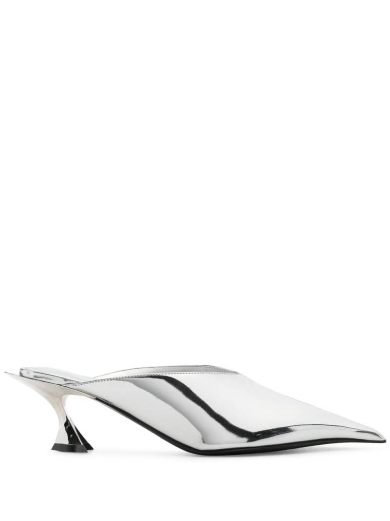 Mugler 55mm metallic leather mules - Silver von Mugler