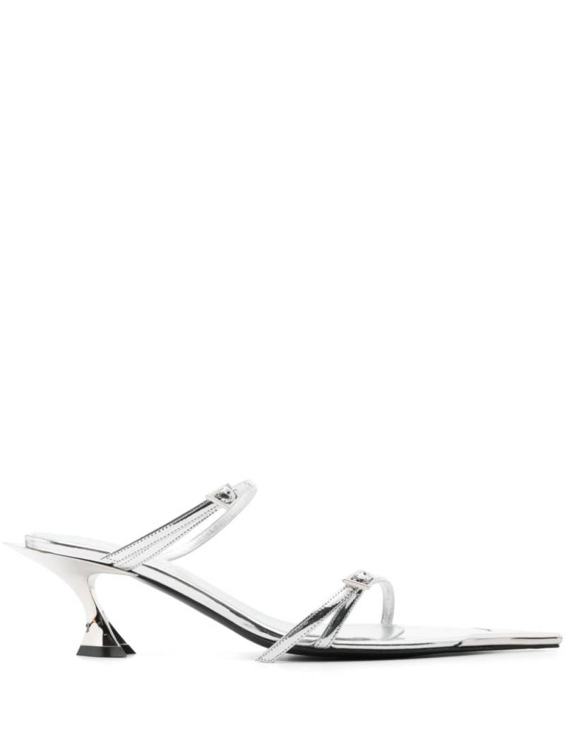 Mugler 55mm metallic leather sandals - Silver von Mugler