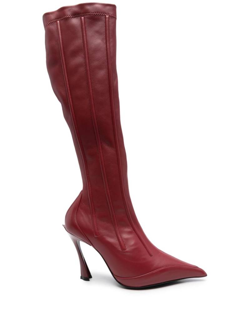 Mugler 90mm boned leather boots - Red von Mugler