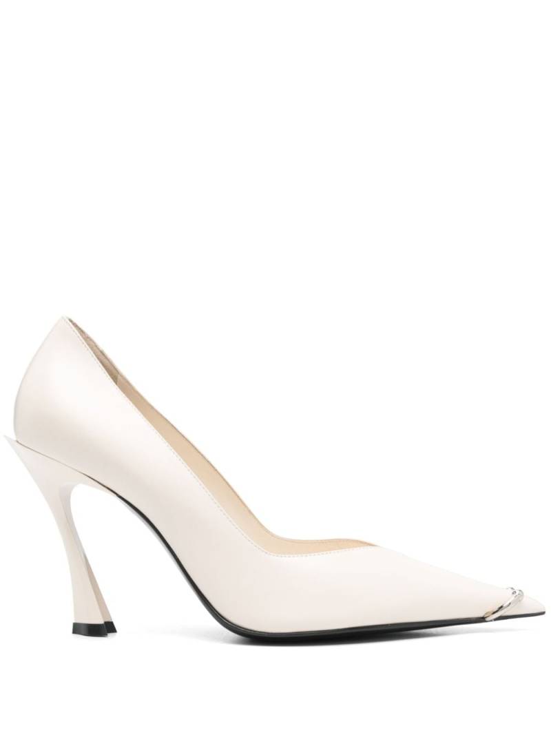 Mugler 90mm leather piercing fang pump - White von Mugler