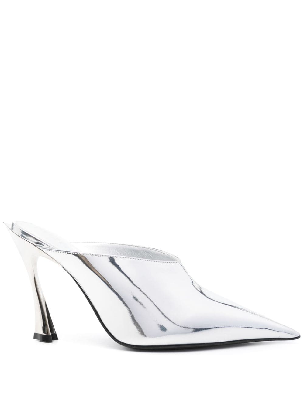 Mugler 95mm leather fang mules - Silver von Mugler