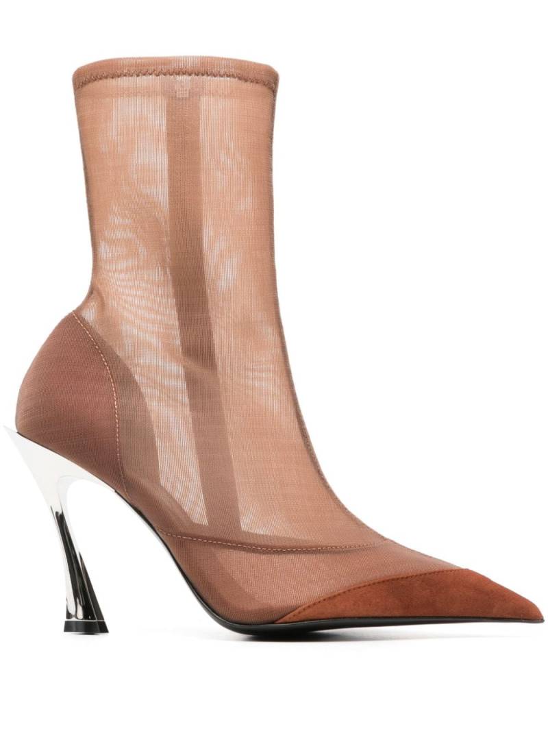 Mugler 95mm mesh boots - Neutrals von Mugler