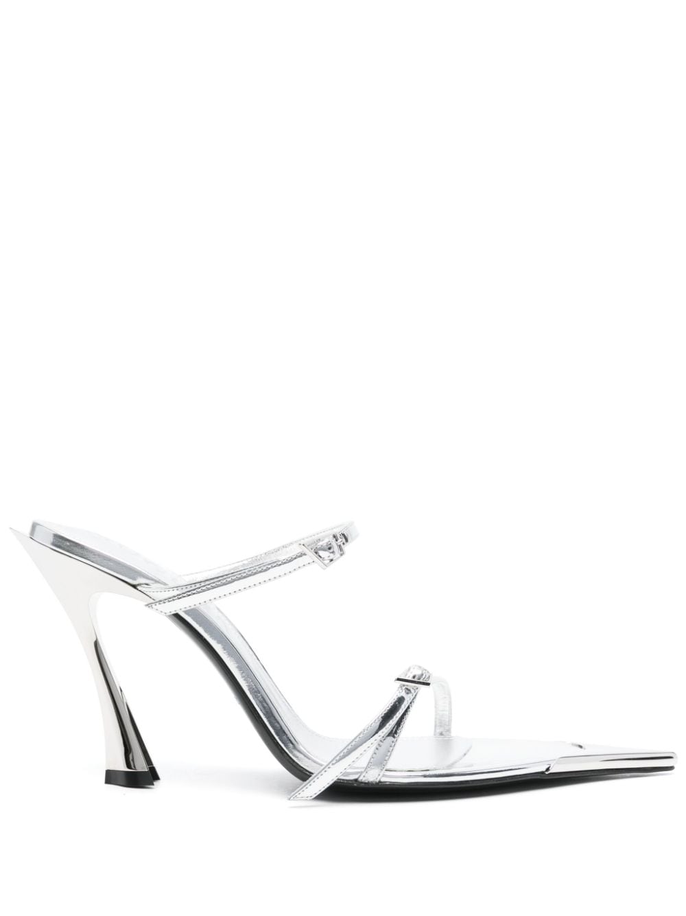 Mugler 95mm metallic leather sandals - Silver von Mugler