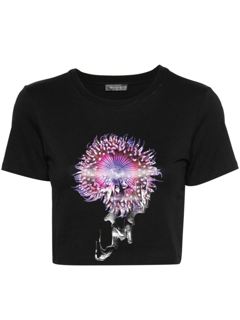 Mugler Anemone cotton cropped T-shirt - Black von Mugler