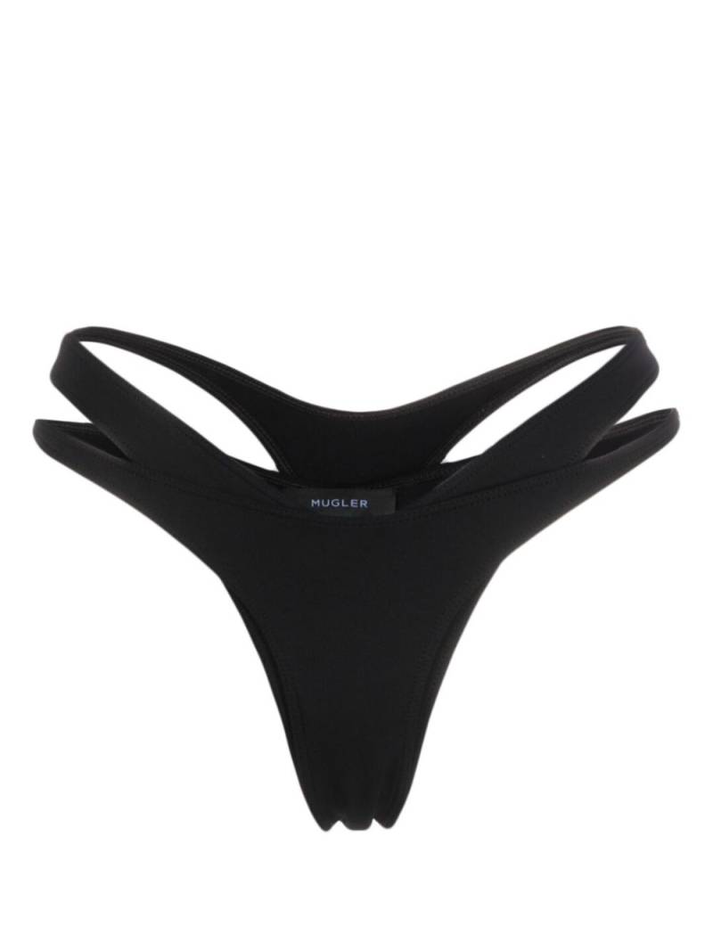 Mugler Cut-Out double-layer bikini bottom - Black von Mugler