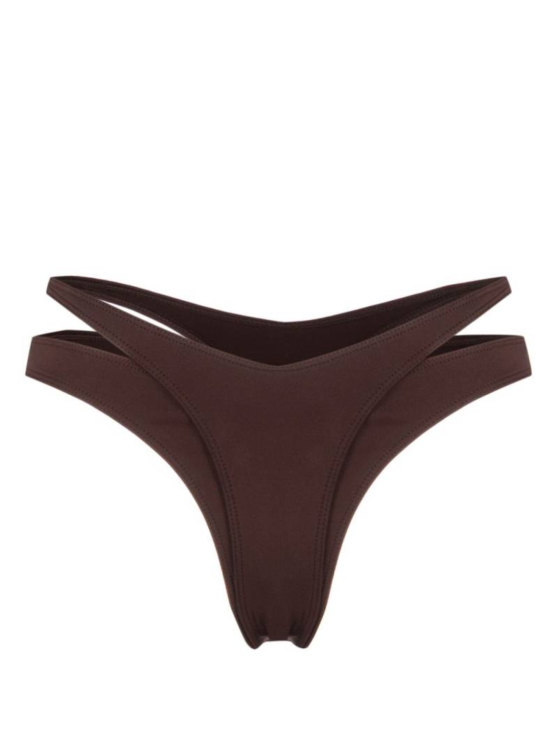 Mugler Cut-out double-layer bikini bottom - Brown von Mugler