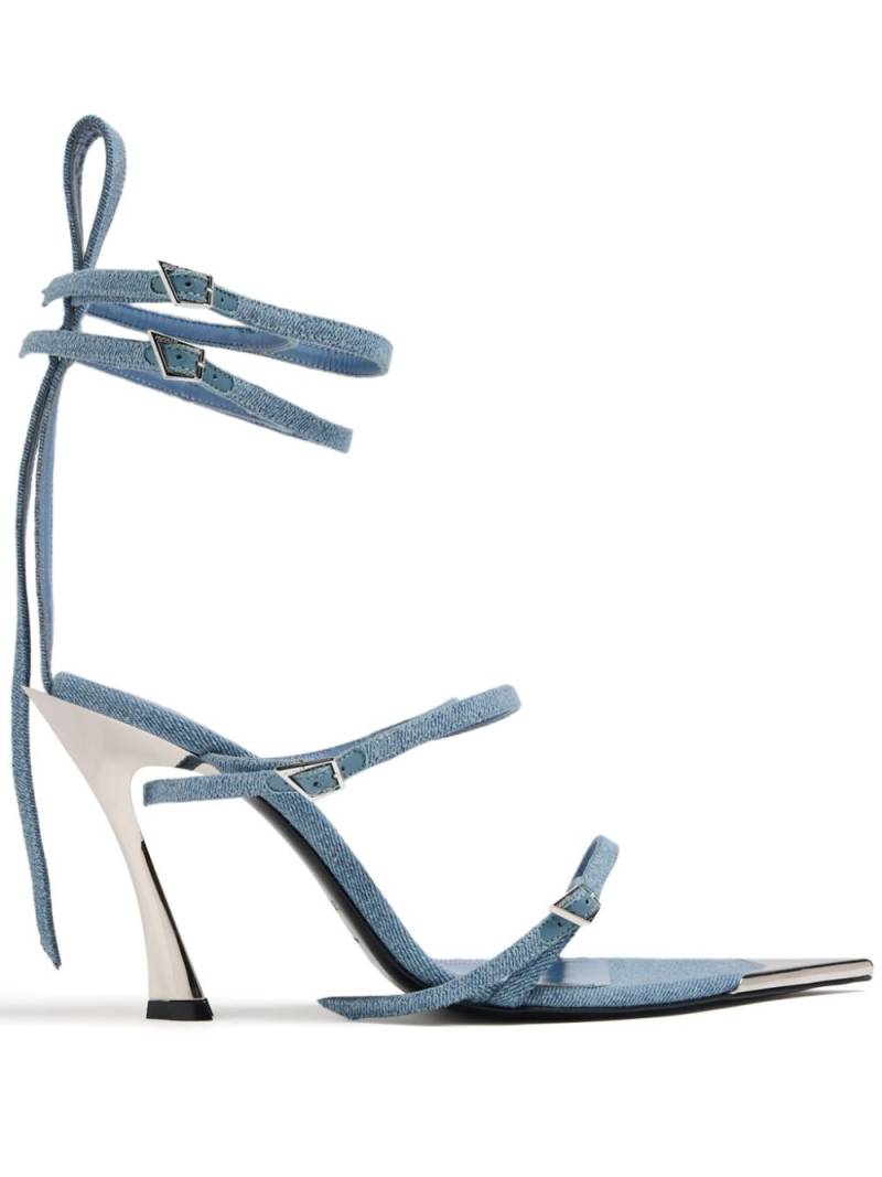 Mugler Fang 95mm strappy denim sandals - Blue von Mugler