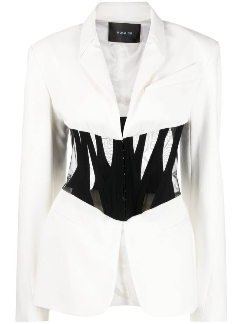 Mugler Iconic single-breasted corseted blazer - White von Mugler