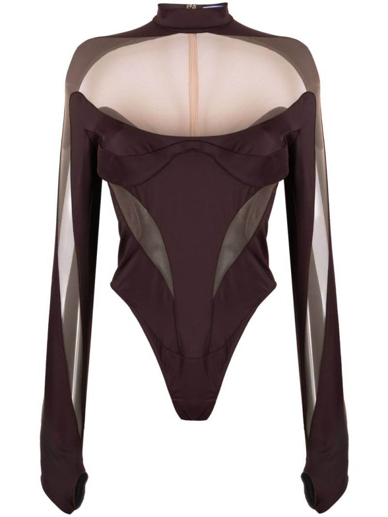 Mugler Illusion mesh-panelled bodysuit - Red von Mugler