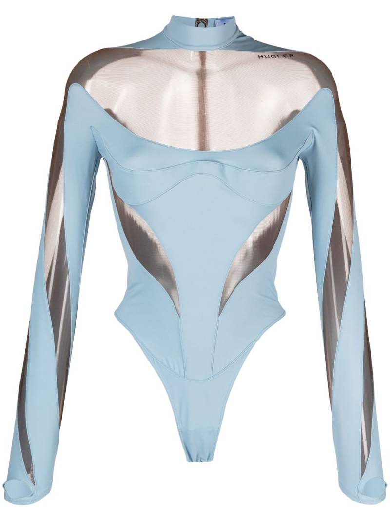 Mugler Illusion panelled bodysuit - Blue von Mugler