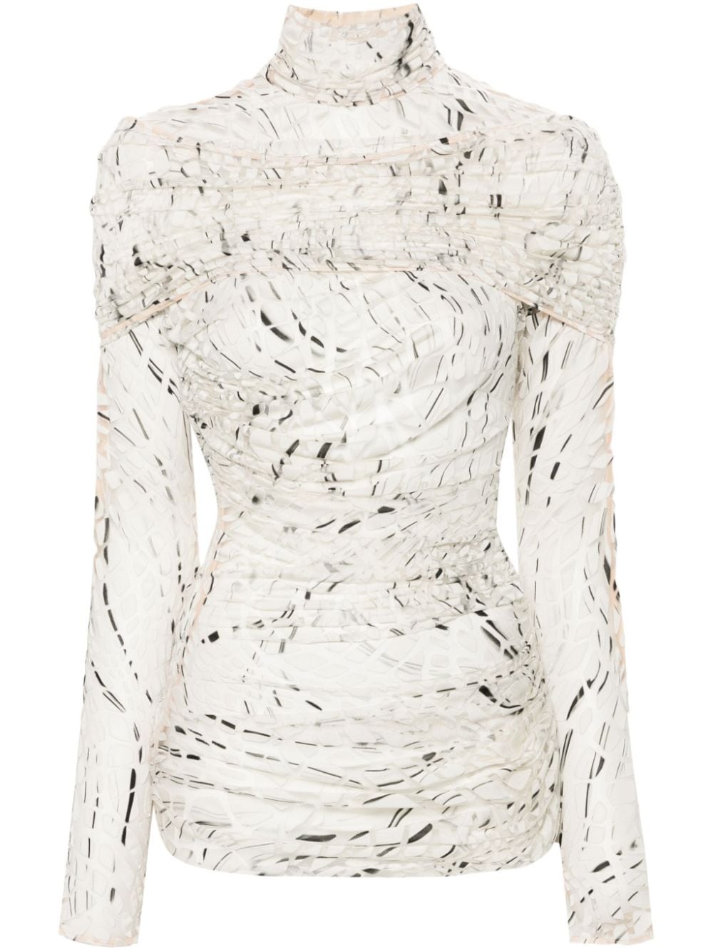 Mugler abstract-print ruched top - White von Mugler