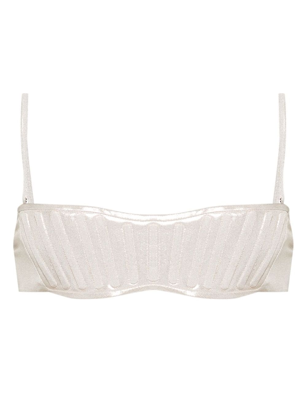 Mugler bandeau lamé bikini top - Gold von Mugler