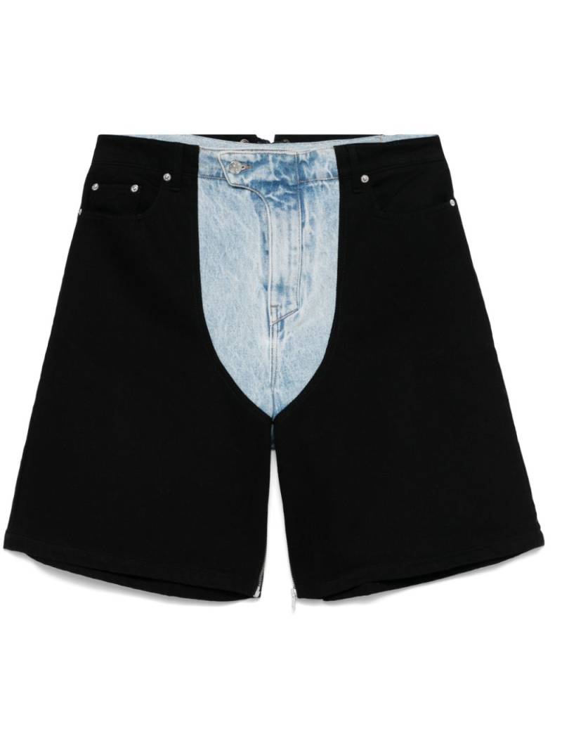 Mugler bi-color laced denim shorts - Black von Mugler