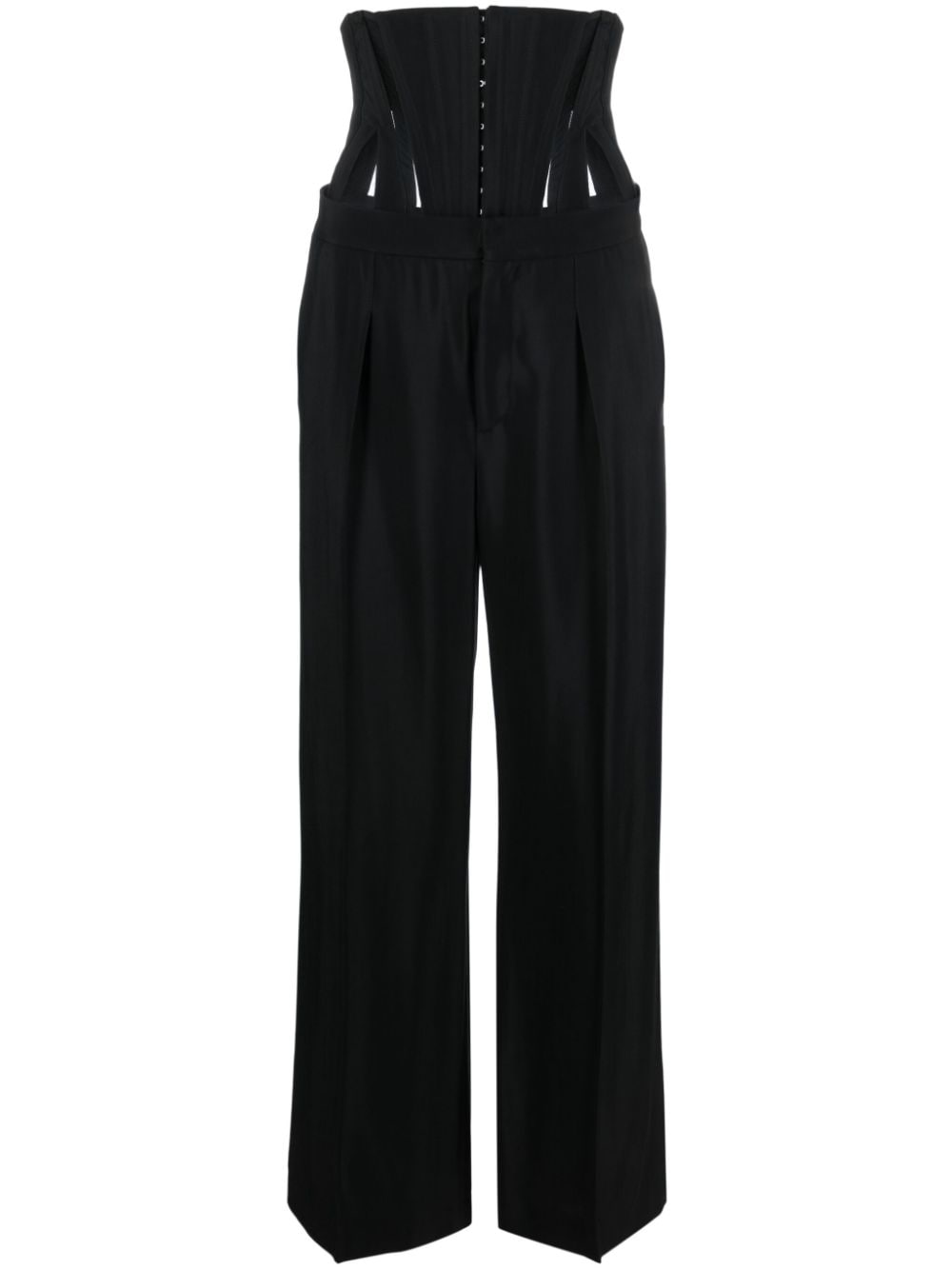 Mugler corset-panelled wide-leg trousers - Black von Mugler