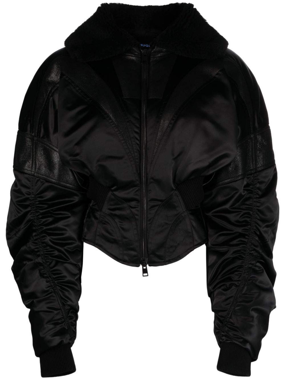 Mugler corset-style draped bomber jacket - Black von Mugler