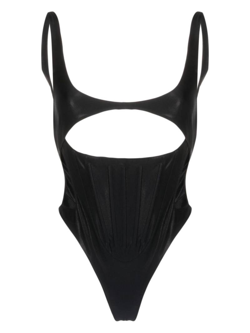 Mugler corseted cut-out swimsuit - Black von Mugler