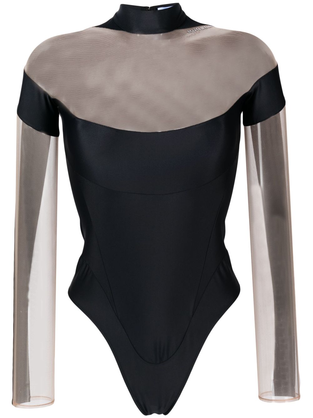 Mugler mesh-panelled bodysuit - Black von Mugler