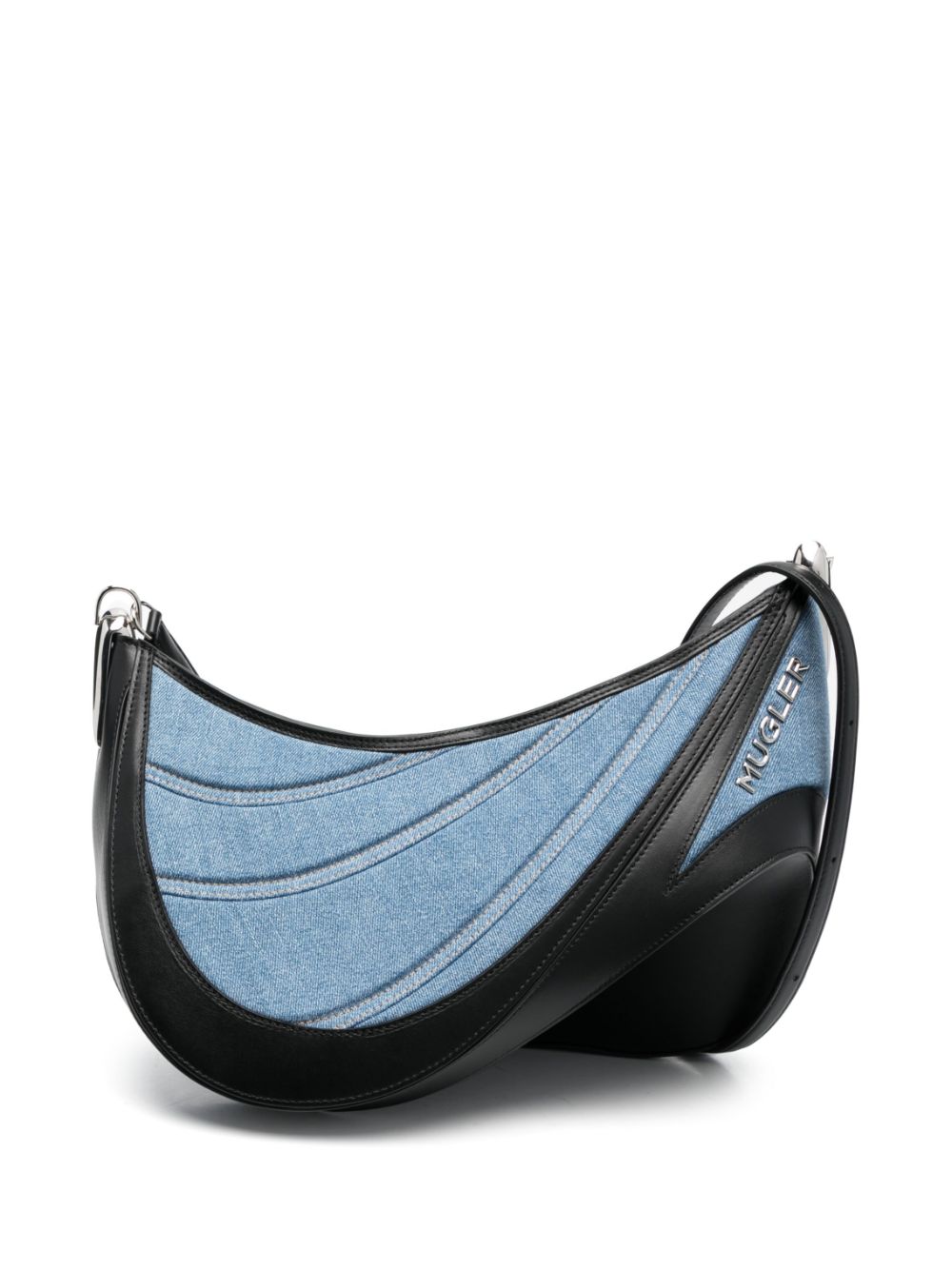 Mugler denim spiral curve 01 shoulder bag - Blue von Mugler