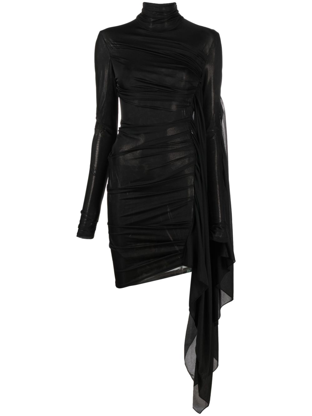Mugler draped-design long-sleeve minidress - Black von Mugler