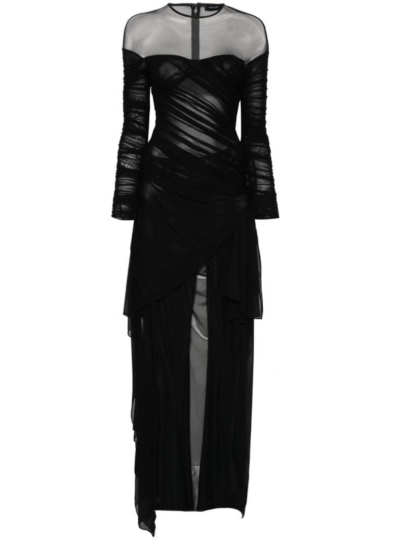 Mugler draped mesh jumpsuit - Black von Mugler