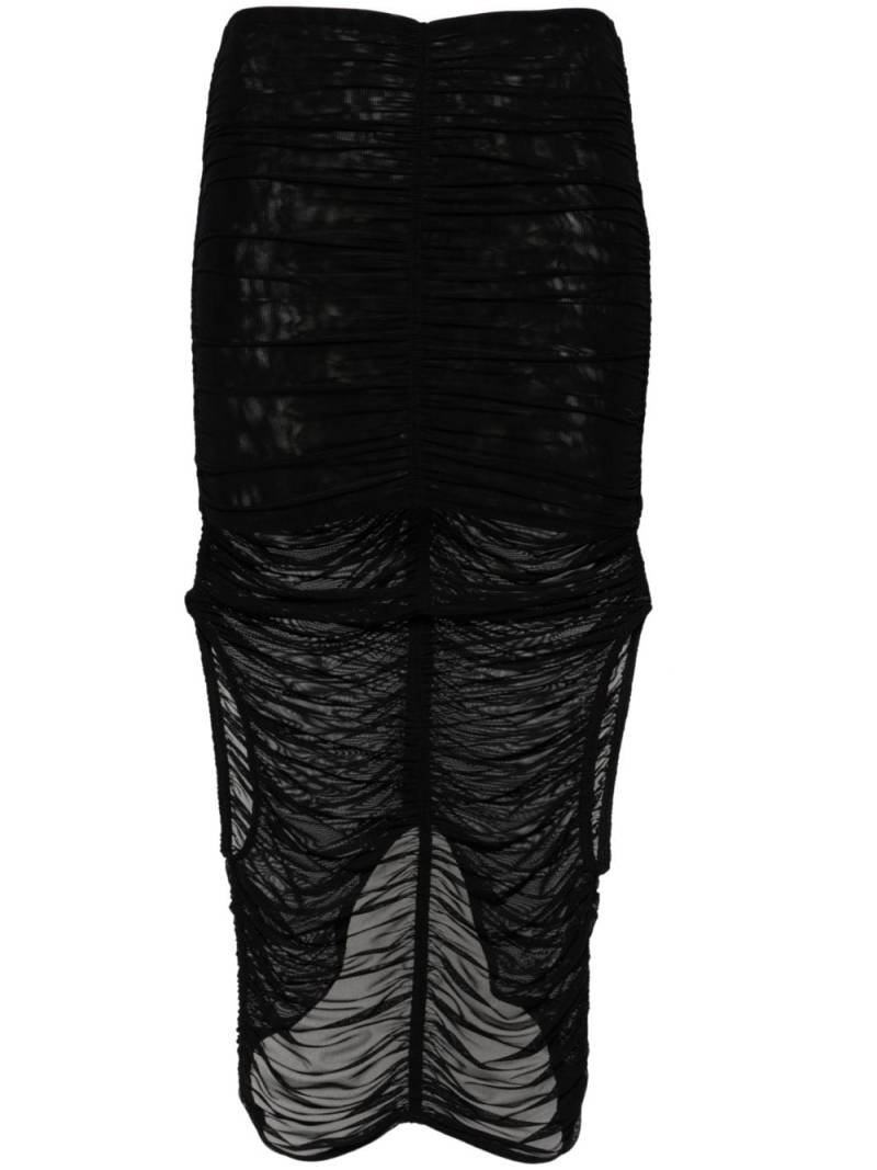 Mugler draped mesh midi skirt - Black von Mugler