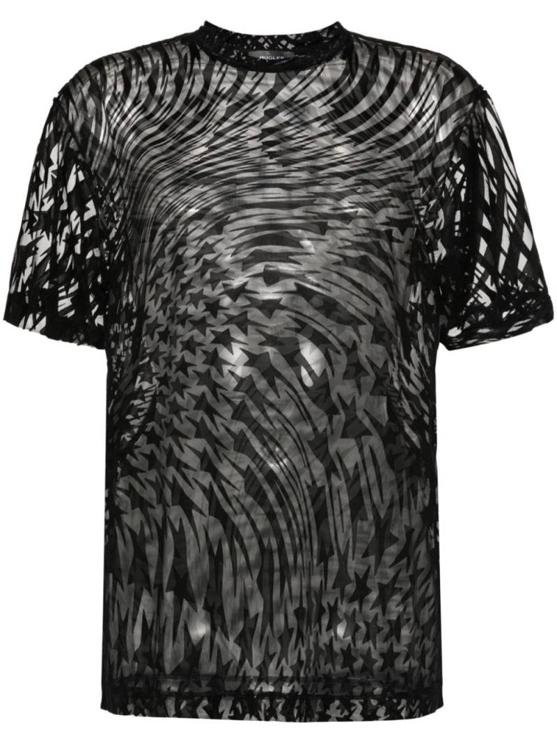 Mugler flocked-print T-shirt - Black von Mugler