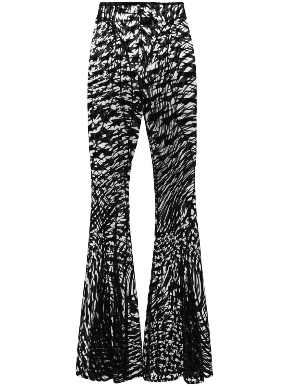 Mugler flared flocked tulle trousers - Black von Mugler