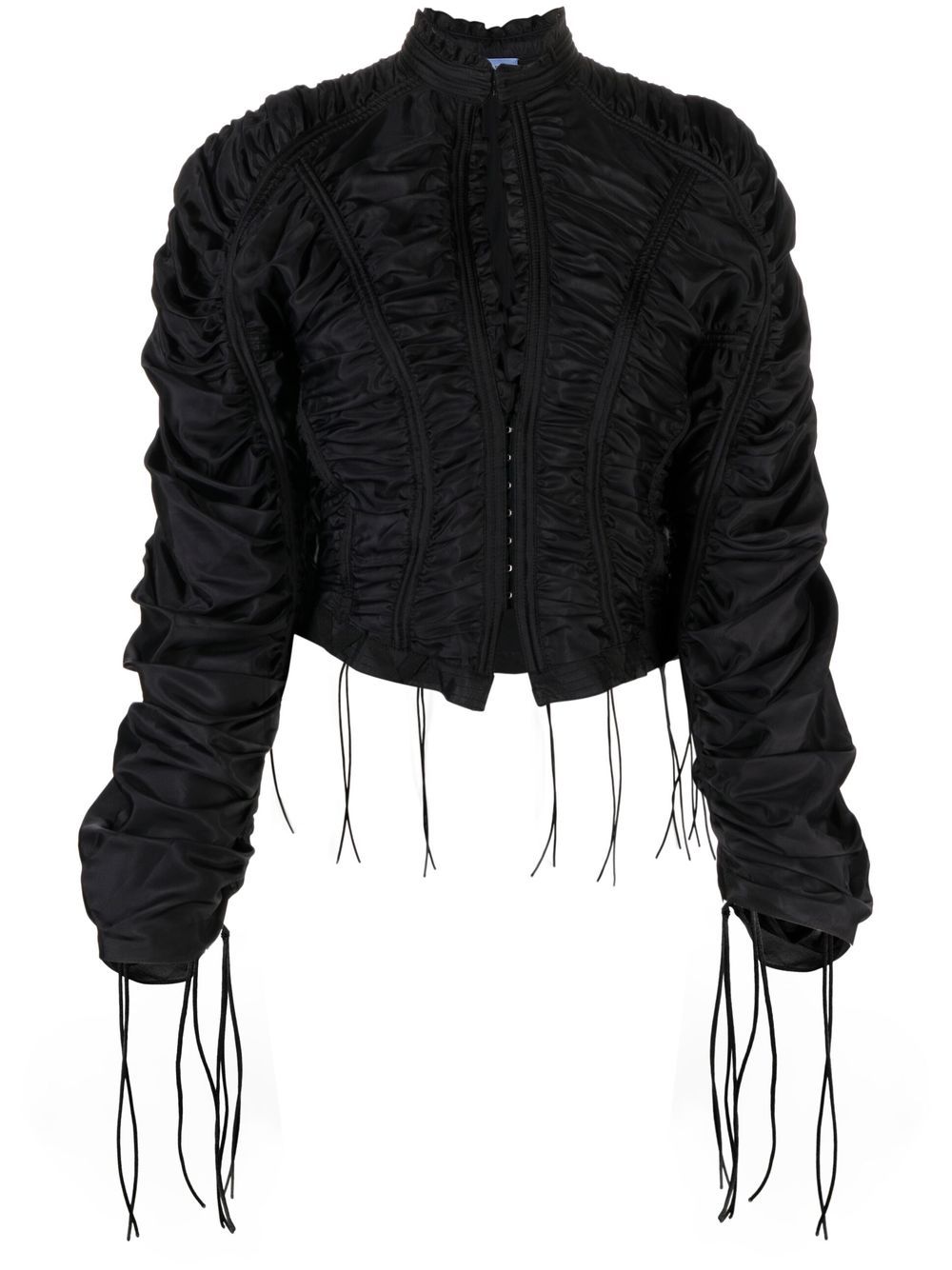 Mugler gathered drawstring-embellished bomber jacket - Black von Mugler