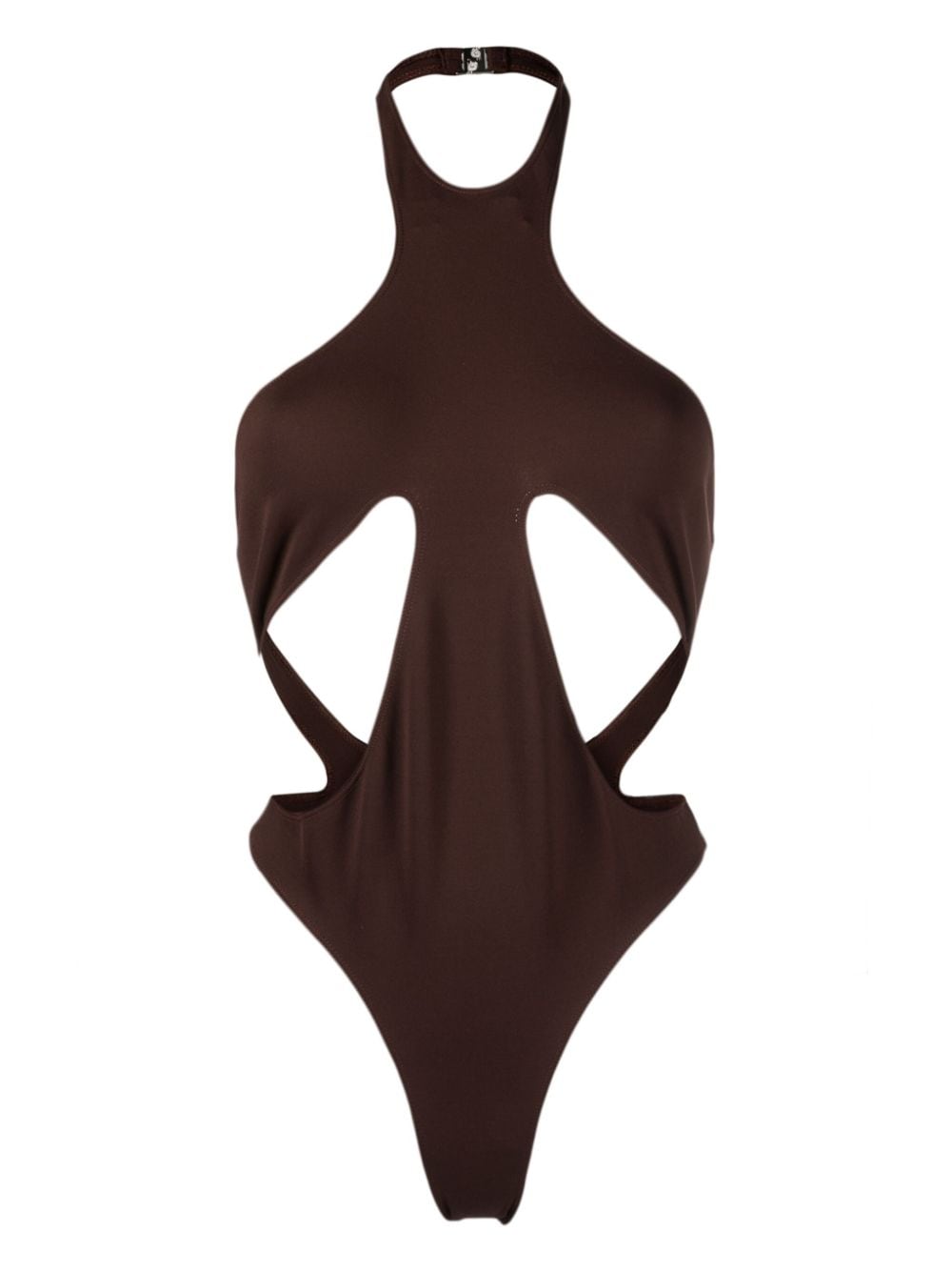 Mugler halterneck cut-out swimsuit - Brown von Mugler