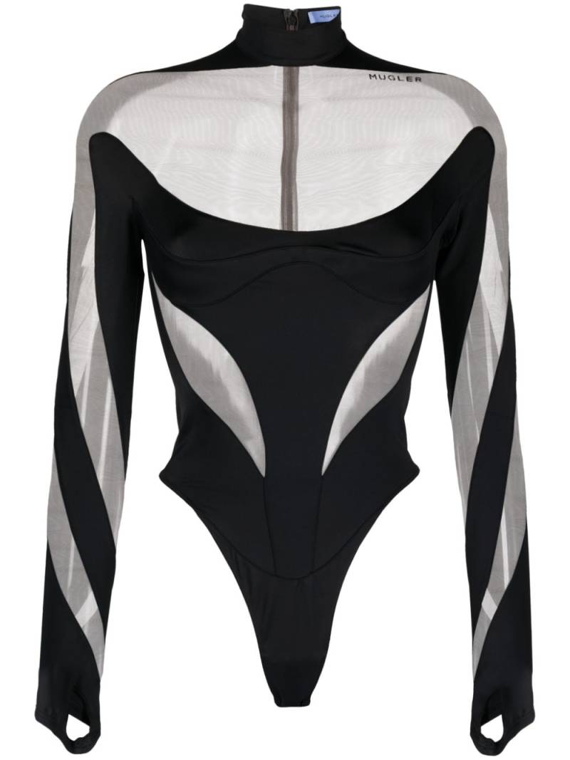 Mugler Illusion panelled bodysuit - Black von Mugler