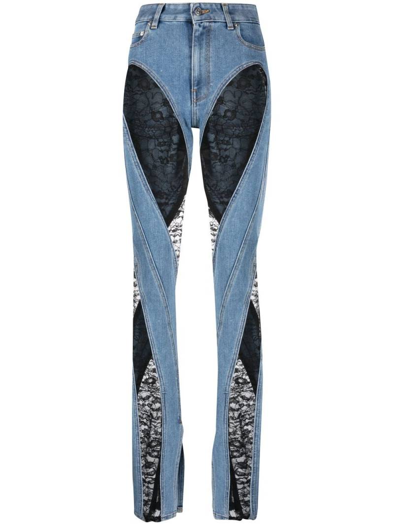 Mugler lace-panel skinny jeans - Blue von Mugler