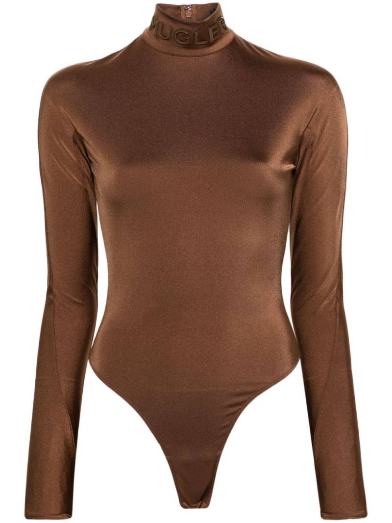 Mugler logo-appliqué bodysuit - Brown von Mugler