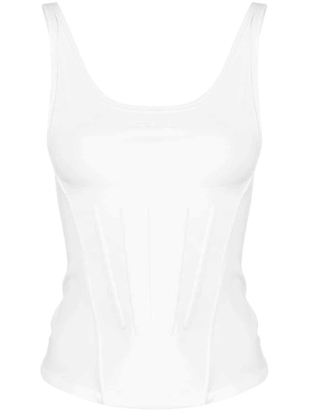 Mugler logo-embossed corset tank top - White von Mugler