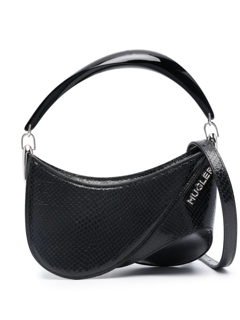 Mugler logo-plaque leather shoulder bag - Black von Mugler