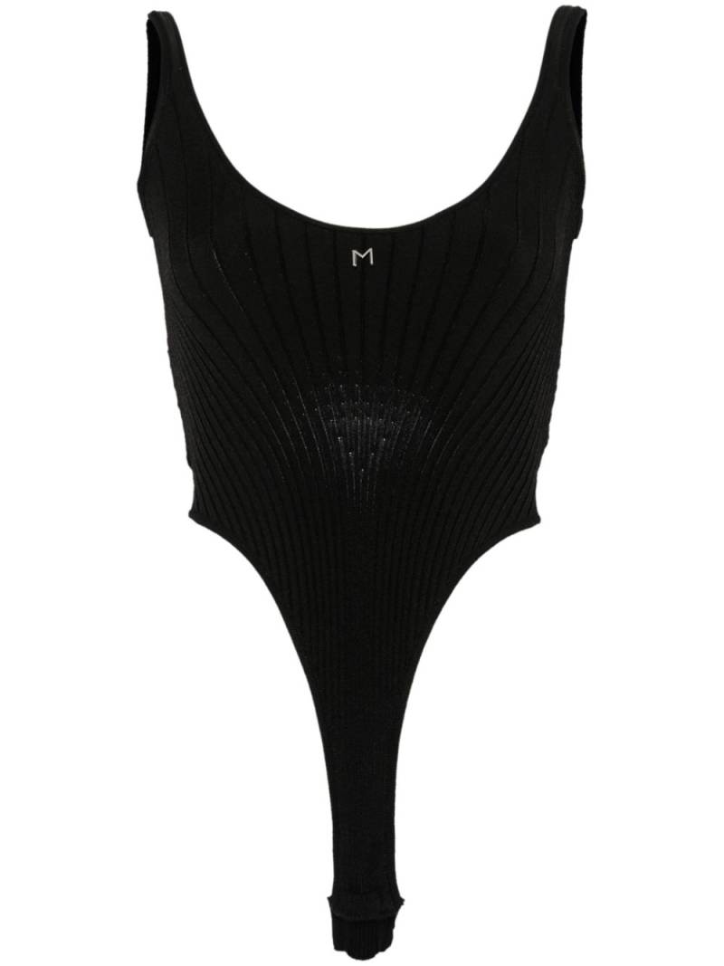 Mugler logo-plaque ribbed bodysuit - Black von Mugler