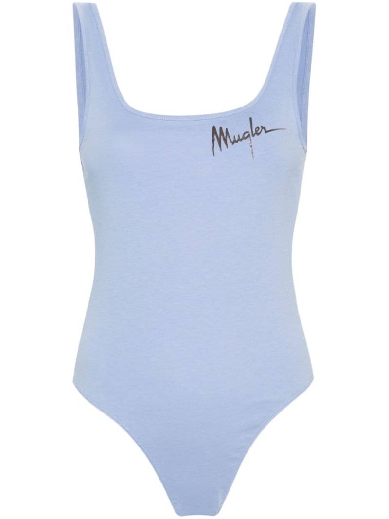 Mugler logo-print cotton bodysuit - Blue von Mugler