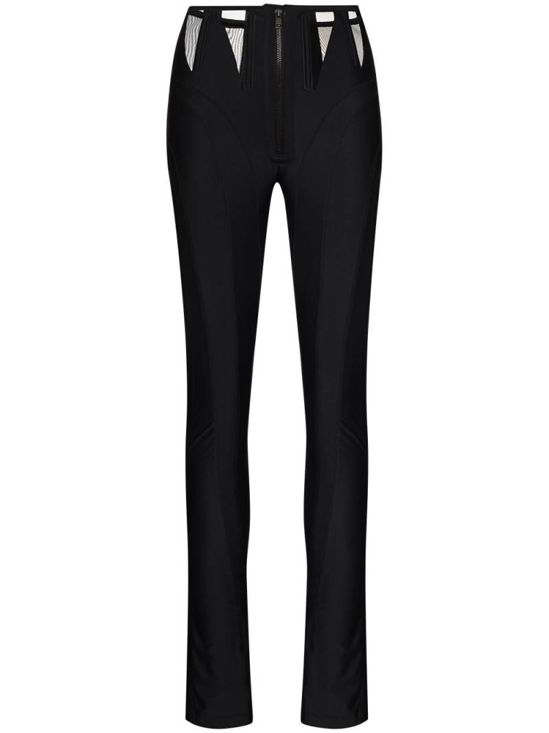 Mugler mesh-inserts high-waisted trousers - Black von Mugler