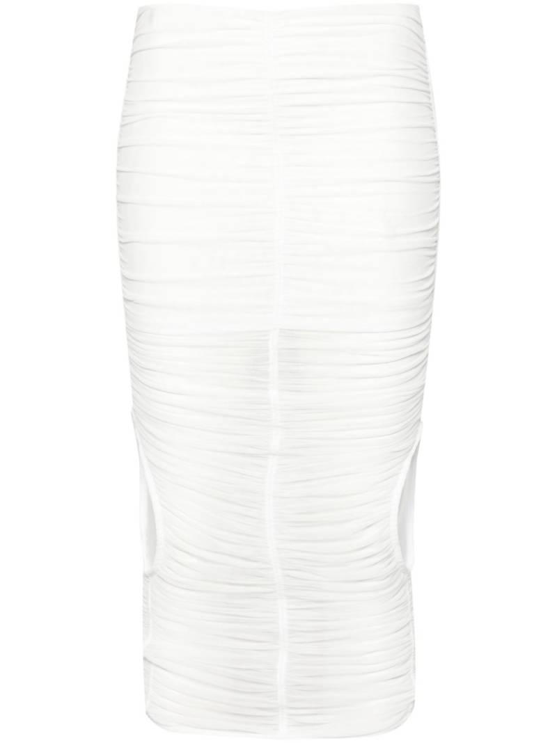 Mugler mesh ruched midi skirt - White von Mugler